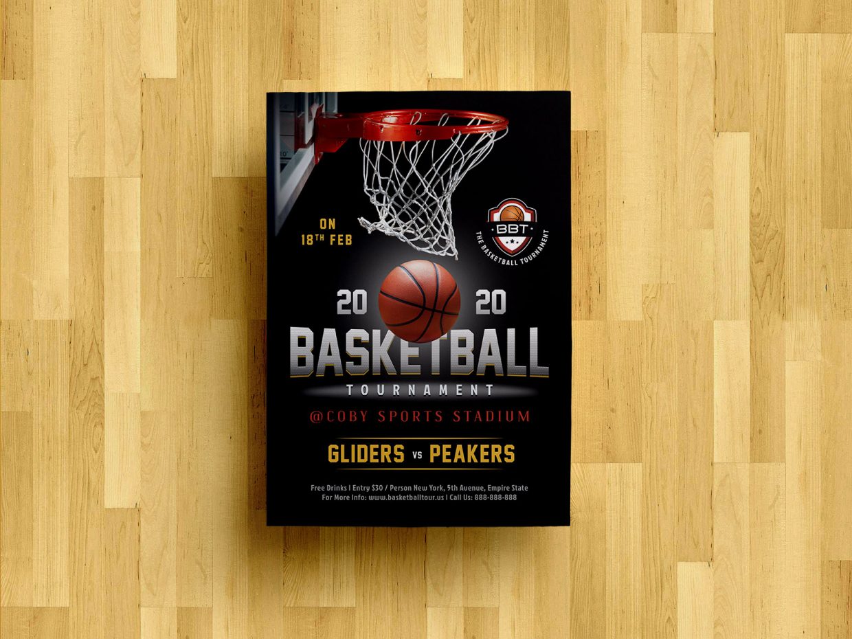 Free Basketball Tournament Playoff Game Flyer Design Template PSD ...