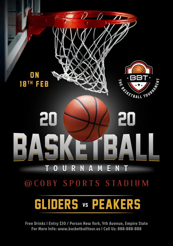 Download Free Basketball Tournament Playoff Game Flyer Design Template PSD | Designbolts
