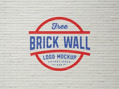 Free White & Black Brick Wall Logo Mockup PSD | Designbolts