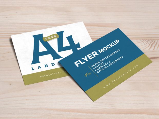 Download Free A4 Landscape Flyer Mockup PSD | Designbolts