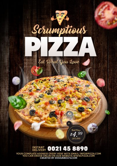 Free Premium Fast Food Pizza Flyer Design Template PSD - Designbolts