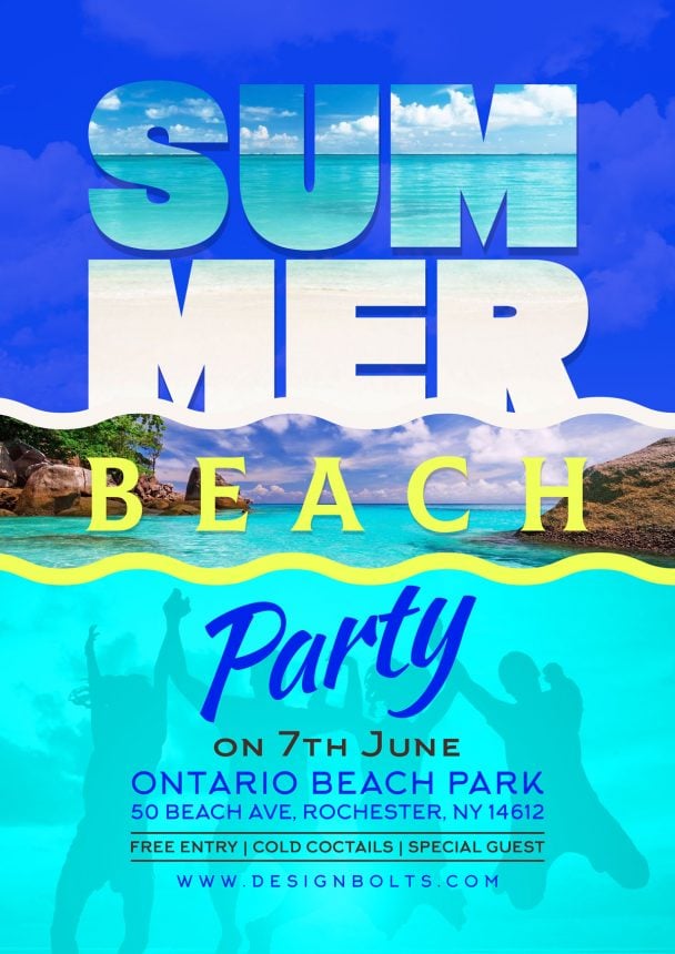 Free Summer Beach Party Flyer Design Template PSD Designbolts