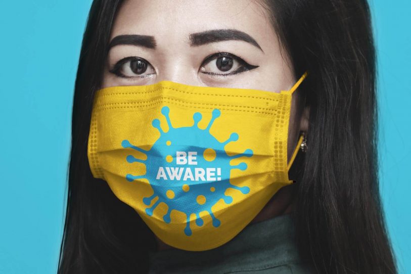 Free Coronavirus (Covid-19) Medical Face Mask Mockup PSD - Designbolts