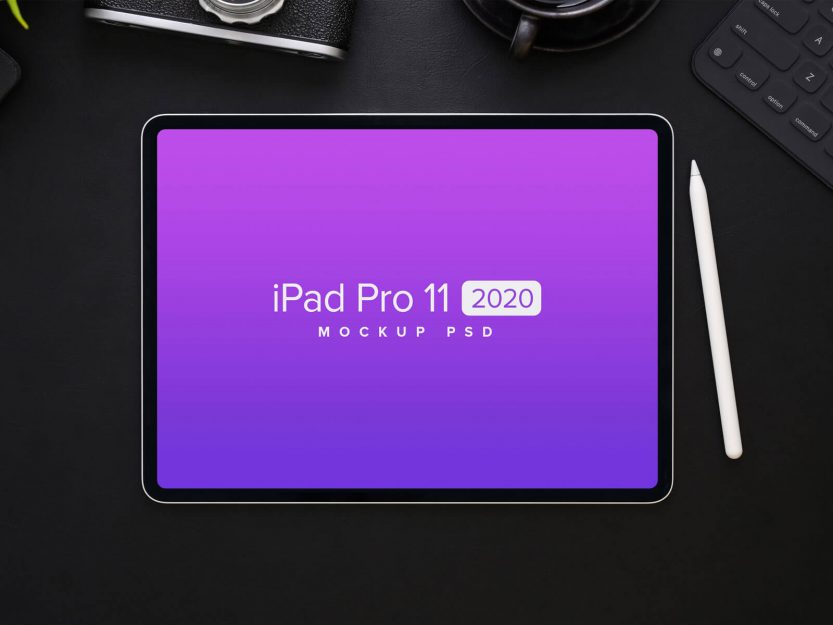 Download Free Top View iPad Pro 11 2020 Mockup PSD | Designbolts