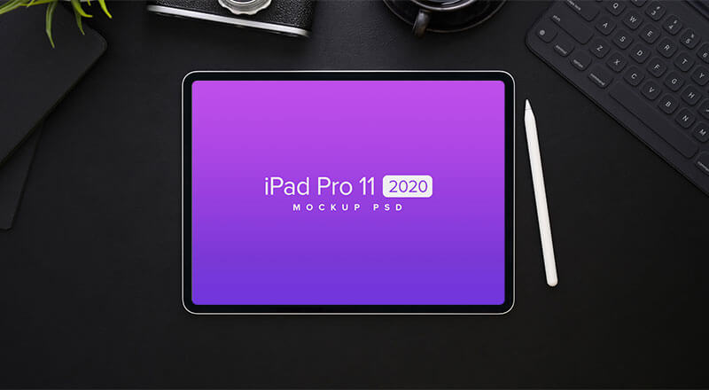 Download Free Top View iPad Pro 11 2020 Mockup PSD | Designbolts