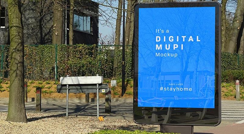 Free Outdoor Advertising Digital Backlit MUPI Mockup PSD | Designbolts