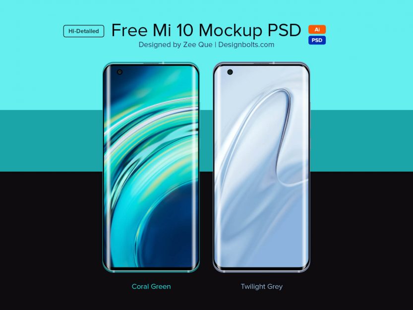 Download Free Mi 10 Mockup PSD & Ai | Designbolts