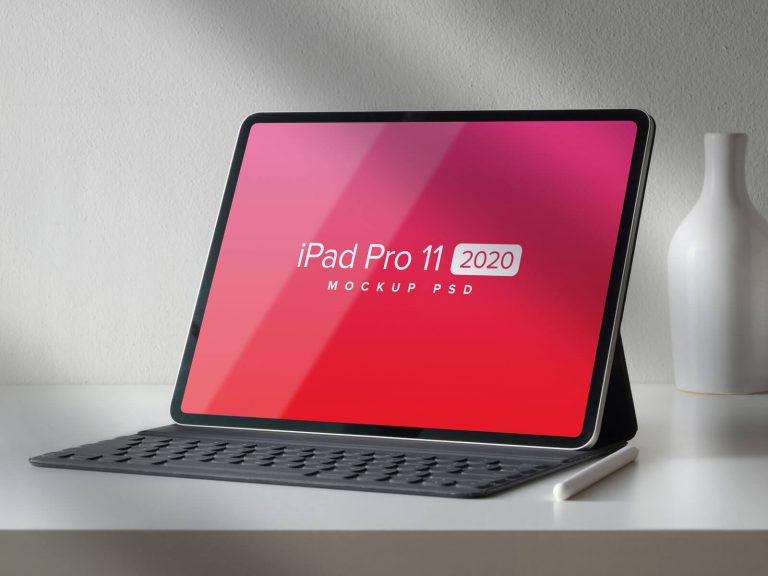 Free Shadow Overlay iPad Pro 11 2020 Mockup PSD - Designbolts