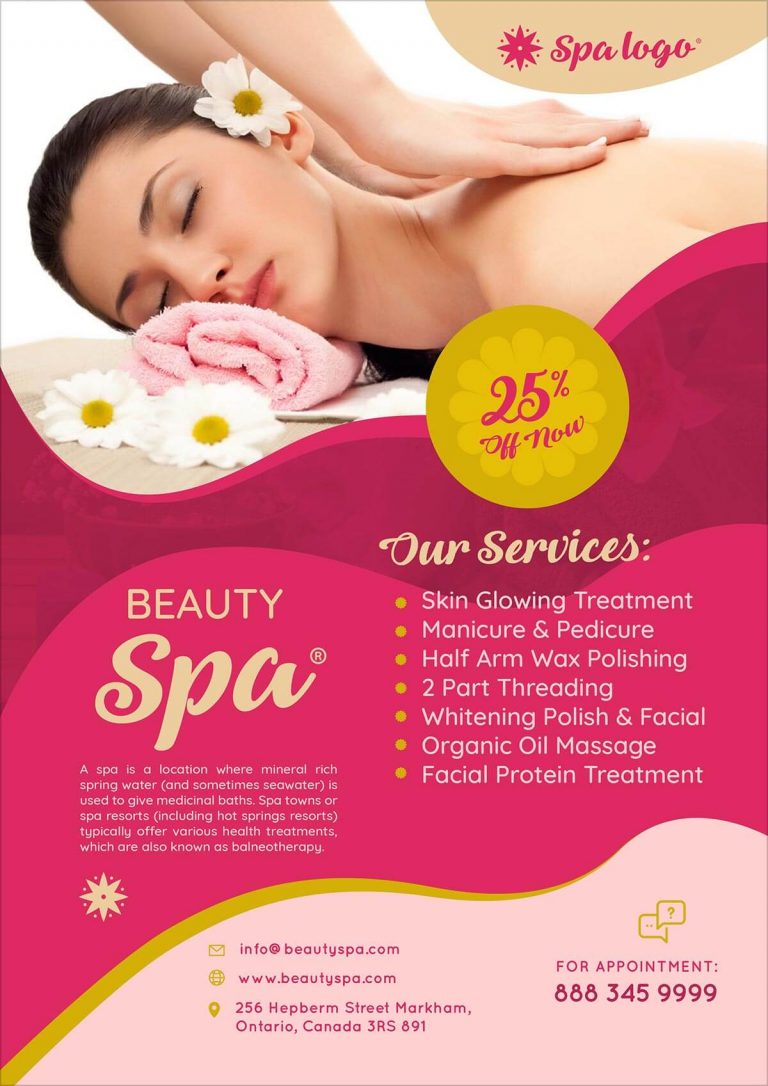 Free Spa Flyer Design Template in PSD Format - Designbolts