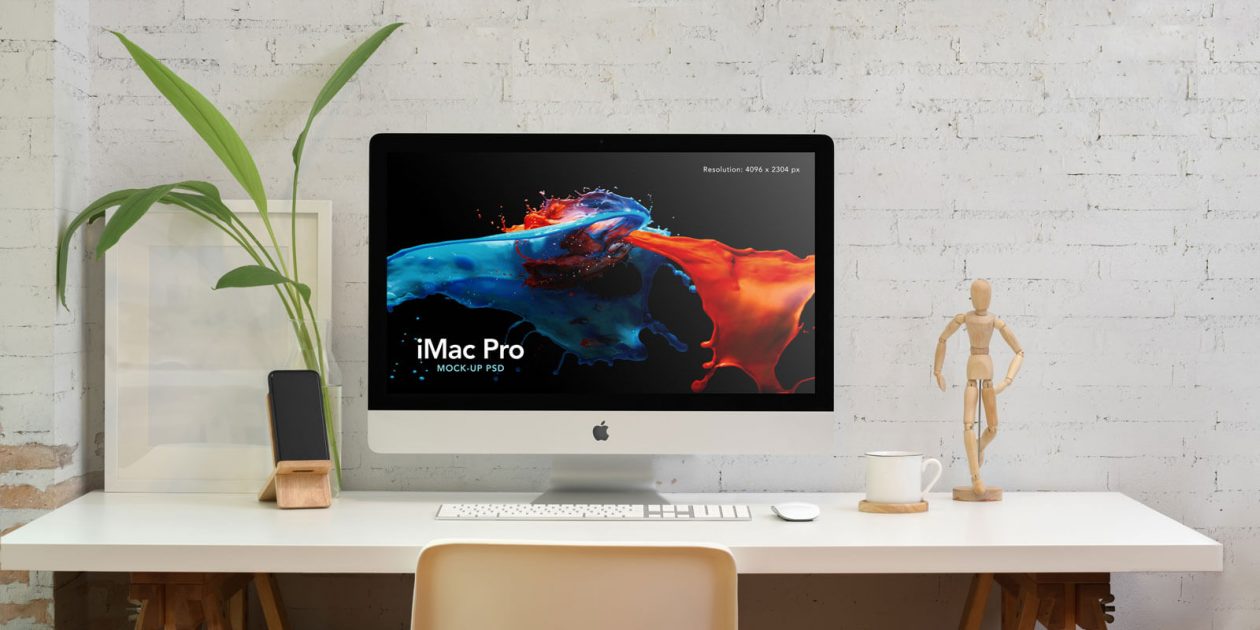 Free IMac Workspace PSD Mockup