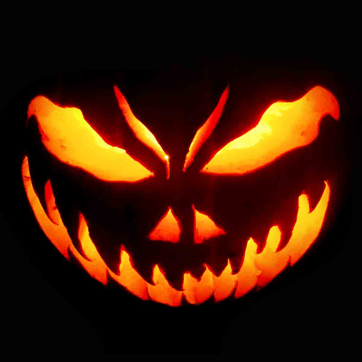 Best Printable Scary Halloween Faces Pumpkin Carving Templates | The ...