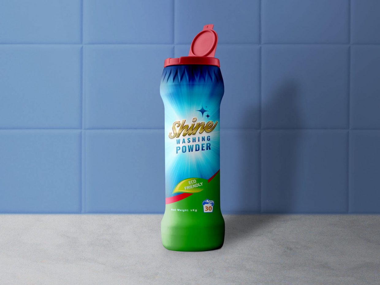 Download Free Dishwashing Powder Plastic Bottle Mockup PSD | Designbolts