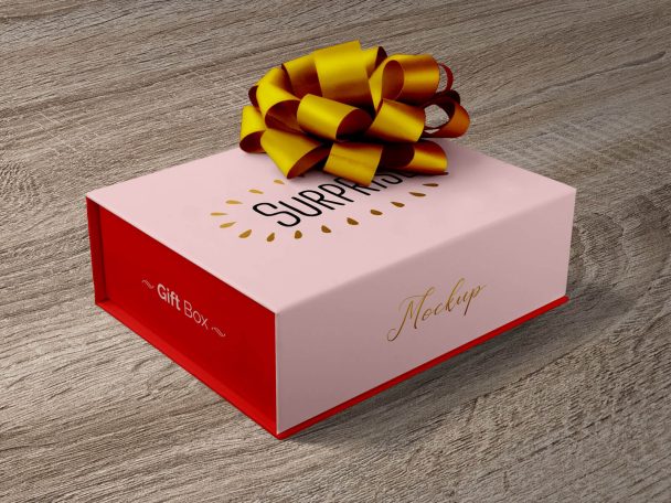 Free Gift Packaging Box Mockup PSD - Designbolts