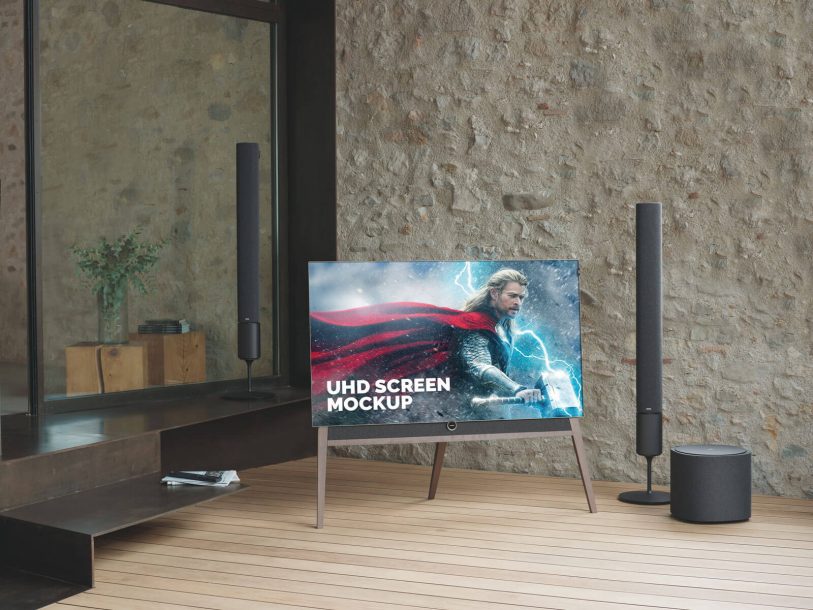 Download Free UHD TV LCD Screen Mockup PSD | Designbolts