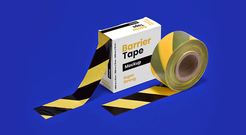 Download Free Barrier Barricade Tape Box Mockup Psd Designbolts