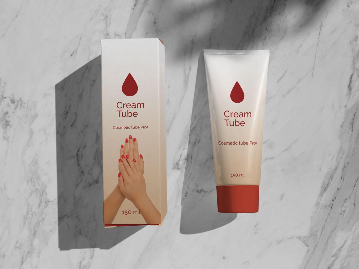 Download Free Shadow Cream Tube & Box Packaging Mockup PSD ...