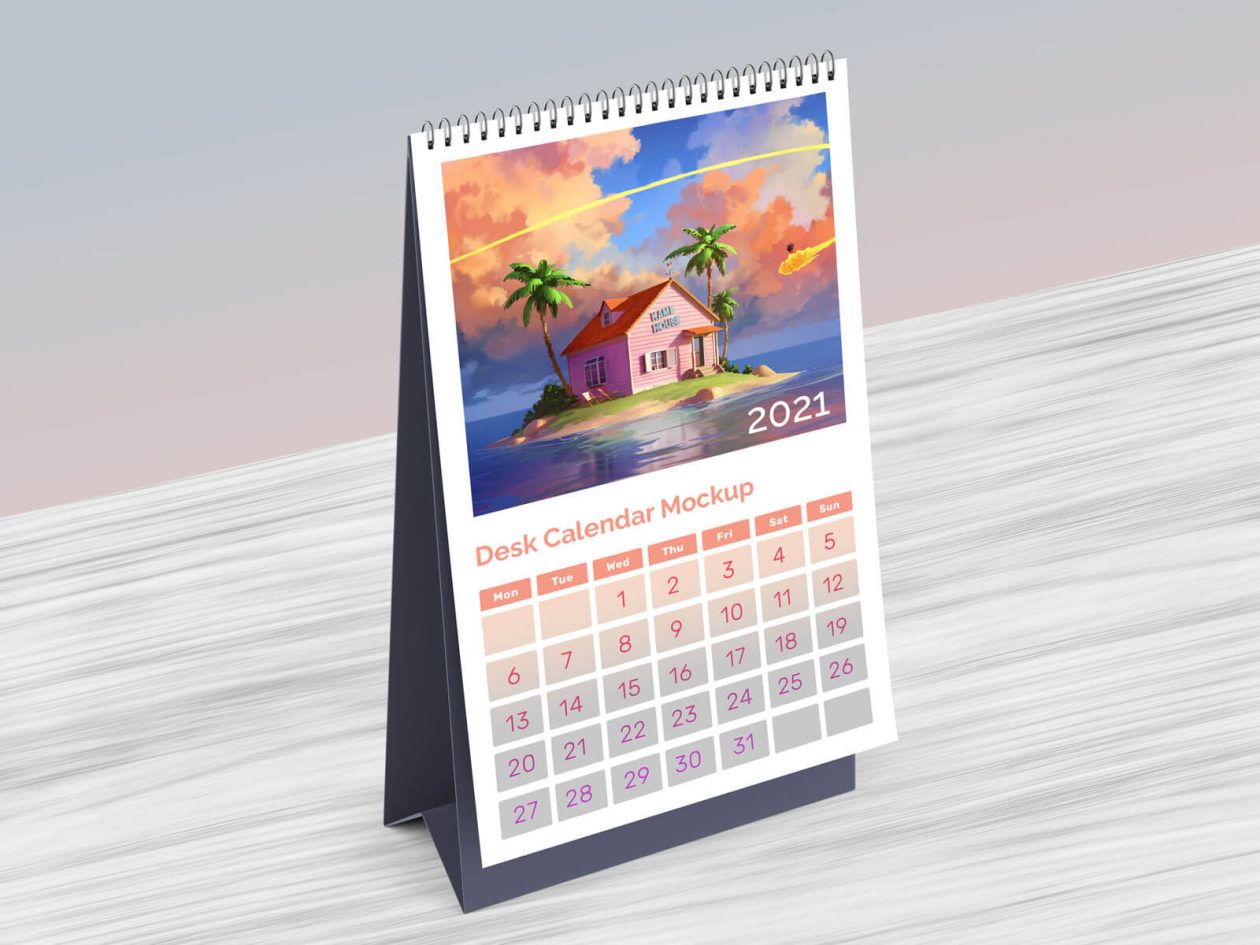 Free Vertical Table / Desktop Calendar Mockup PSD Designbolts