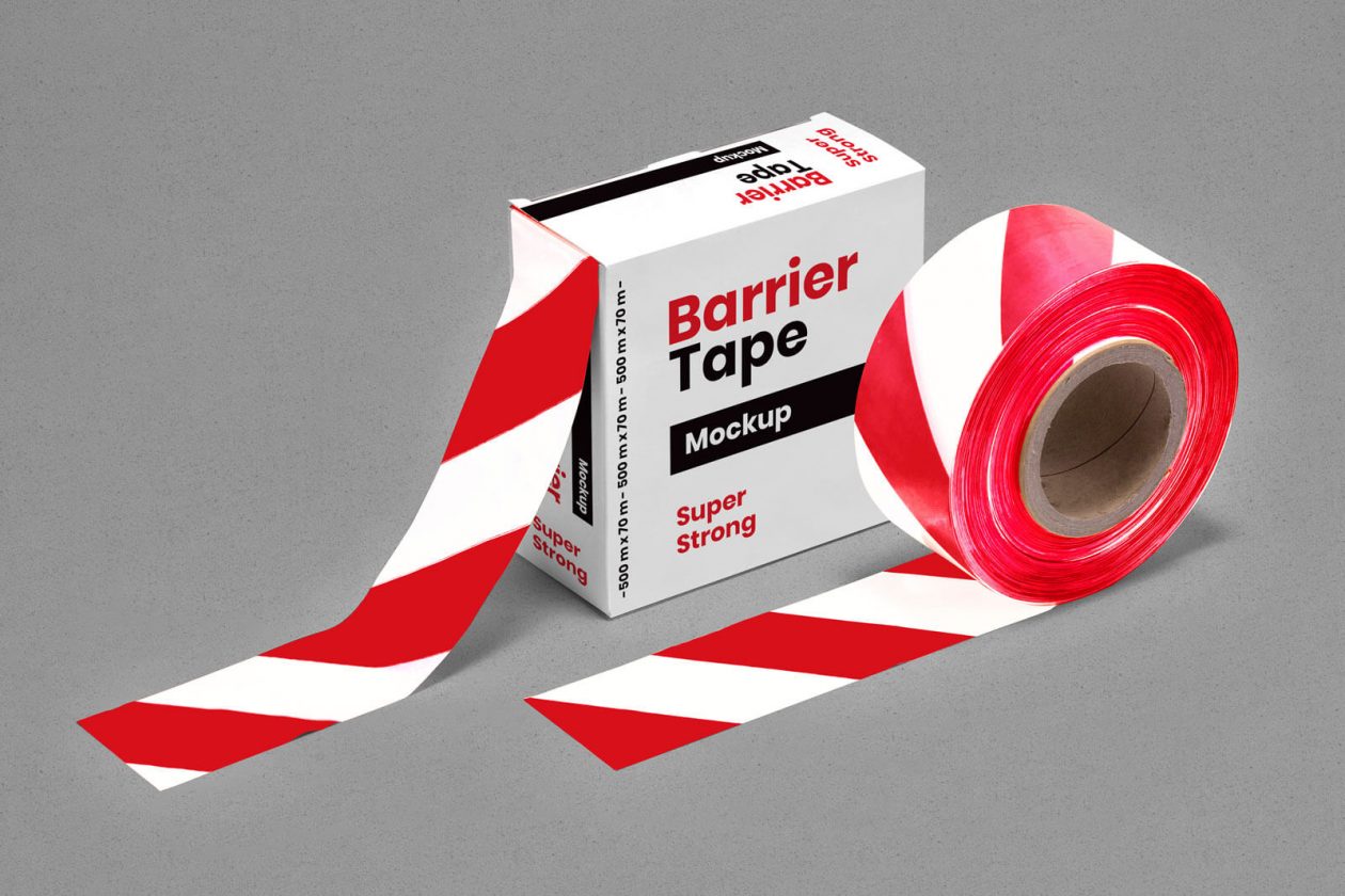 Download Free Barrier Barricade Tape Box Mockup PSD | Designbolts