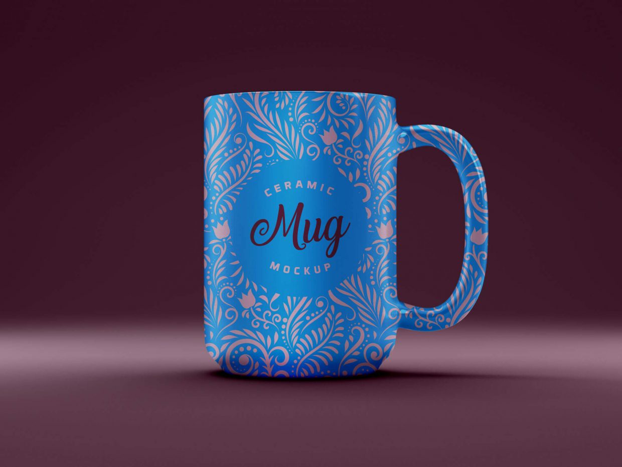 Free Ceramic 3D Coffee Mug Mockup PSD   Designbolts