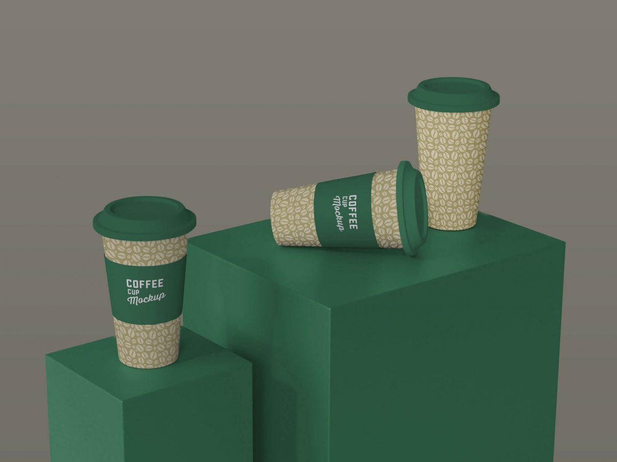 Download Free 3 Paper Coffee Cups Presentation Mockup PSD | Designbolts