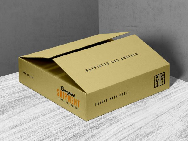 Free Corrugated Shipment Container Box Mockup PSD - Designbolts