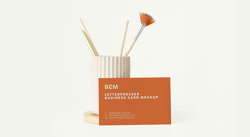 Download Free Minimalistic Letterpressed Business Card Mockup PSD ...