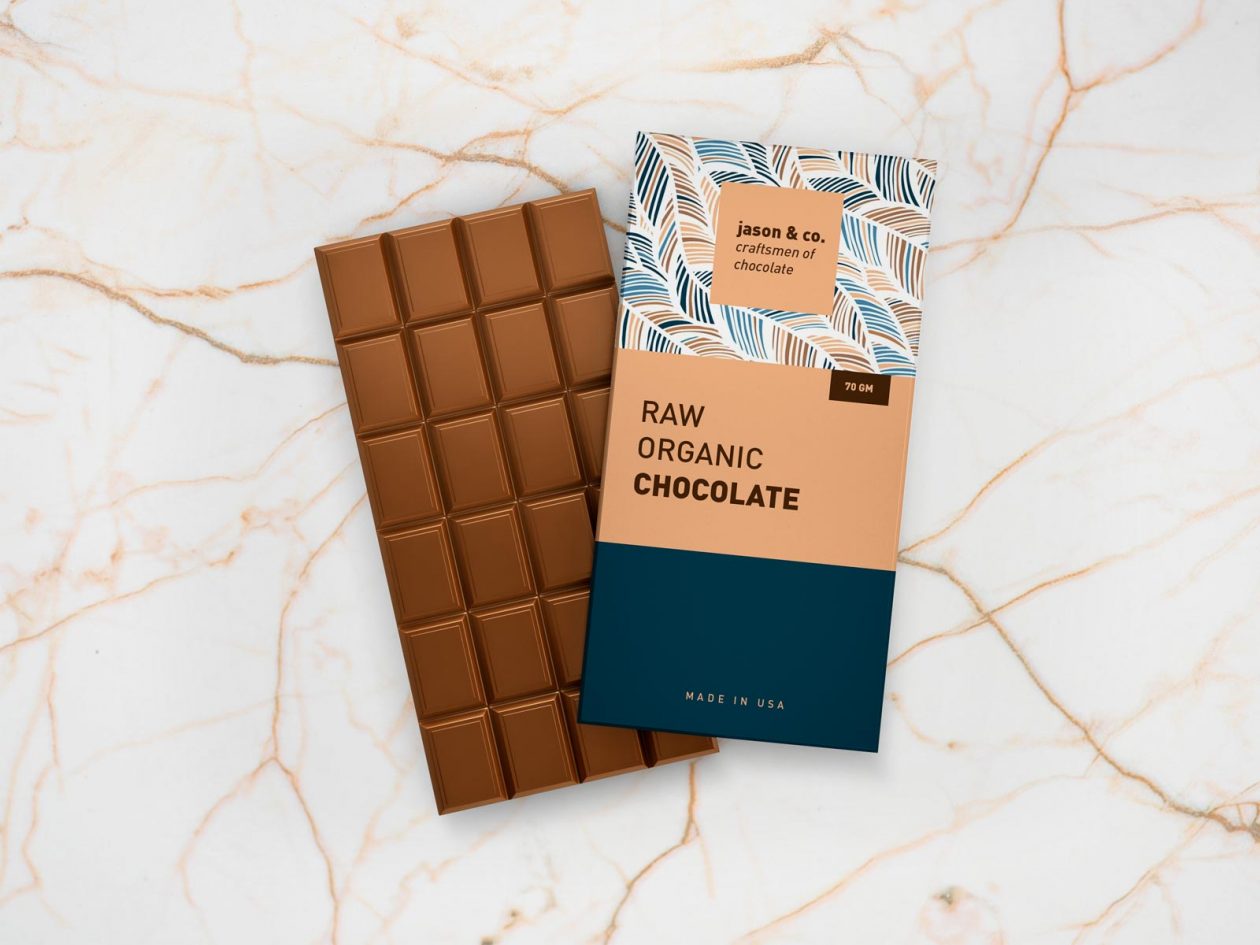 Free Chocolate Bar Packaging Mockup PSD - Designbolts