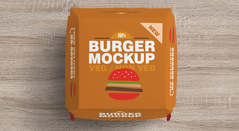 Download Free Top View Burger Box Mockup Psd Designbolts