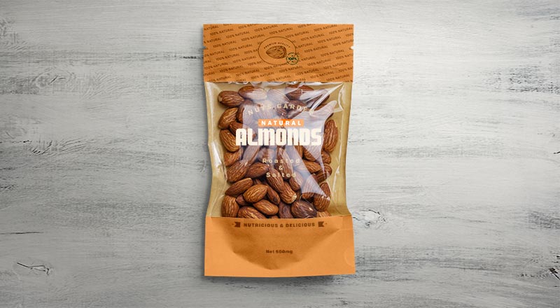 Download Free Window Pouch Almond Packaging Mockup Psd Designbolts