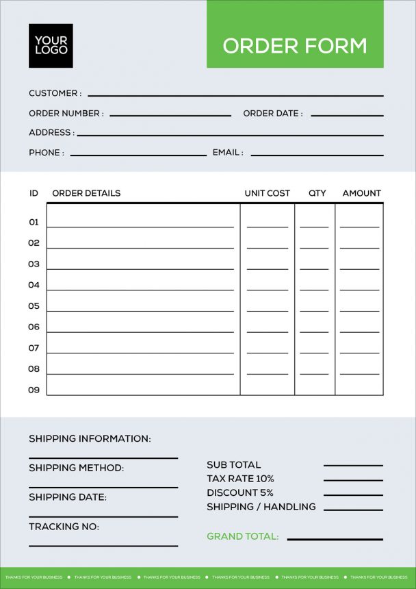 Free Order Form Design Template Ai & PDF - Designbolts