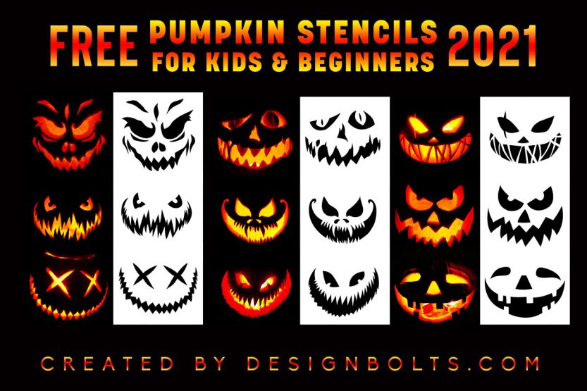 Free Scary Pumpkin Carving Stencils for Halloween 2021 - Designbolts