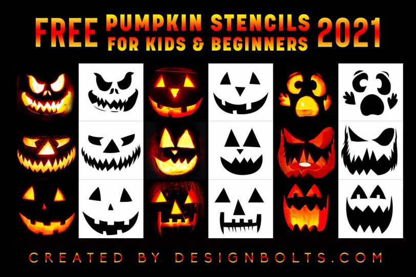 10 Free Scary Pumpkin Carving Stencils for Beginners & Kids - Designbolts