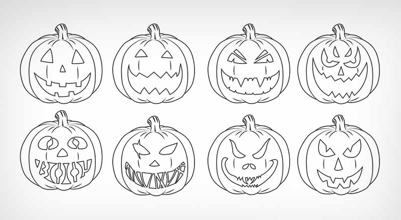 10 Free Simple Scary Pumpkin Face Drawings for Coloring 2021 2