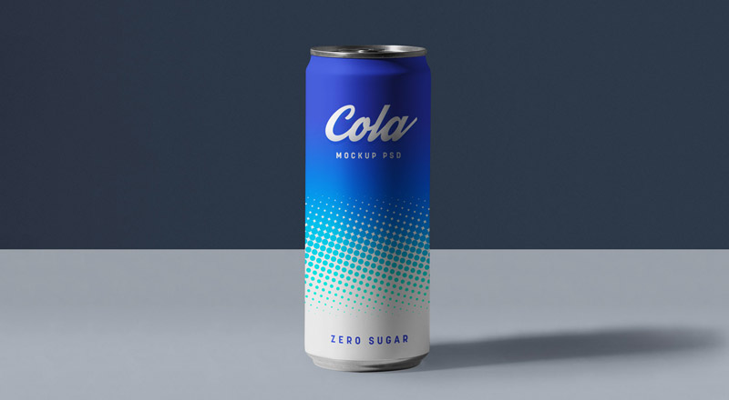 Free Soft Drink Slim Soda Tin Can Mockup PSD - Designbolts