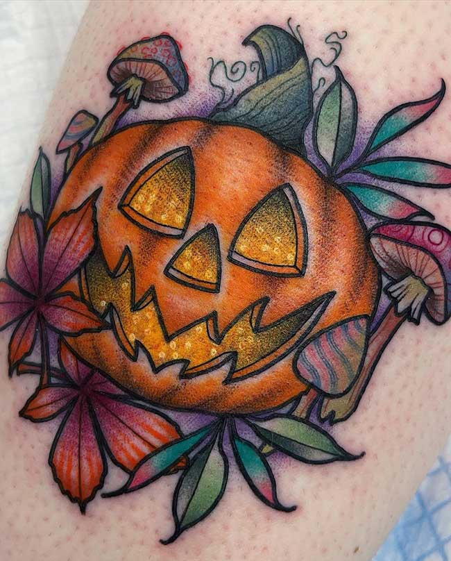 Love this vintage style halloween flash Brightside Tattoo in  Baltimorethe candy corn is so cute  Halloween tattoo flash Halloween  tattoos Spooky tattoos