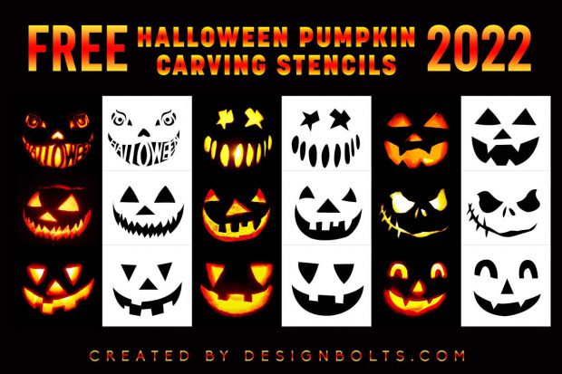 10 Free Scary Halloween Pumpkin Carving Stencils & Templates 2022 ...