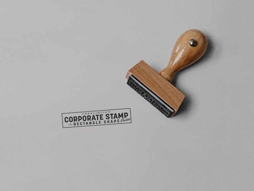 Free Brown Wooden Stamp Mockup PSD - Designbolts