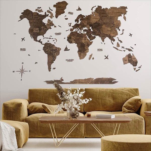 10 Best 3D Wood World Map Wall Art To Buy From Amazon - Designbolts