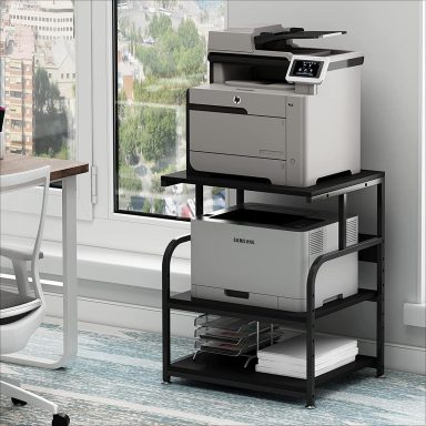Large Printer Table With Adjustable Storage Shelf 384x384 