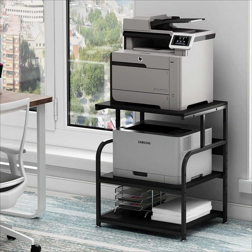 Large Printer Table With Adjustable Storage Shelf 833x833 
