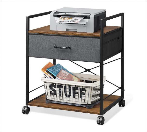 Mobile Printer Stand With Storage Drawer 608x546 