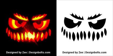 10 Free Halloween Scary Pumpkin Carving Faces & Stencils 2023 - Designbolts