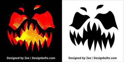 10 Free Halloween Scary Pumpkin Carving Faces & Stencils 2023 - Designbolts