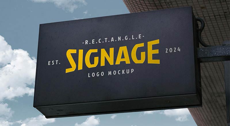 Free Rectangle Signage Mockup PSD - Designbolts